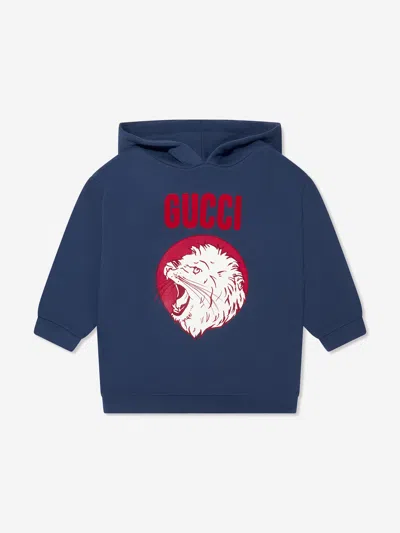 Gucci Baby Boys Lion Hoodie In Blue
