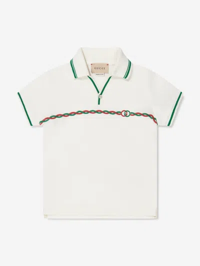 Gucci Baby Boys Logo Polo Shirt In White