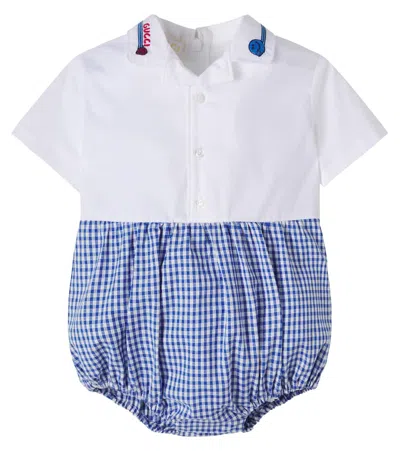 Gucci Baby Checked Cotton-blend Playsuit In Multi