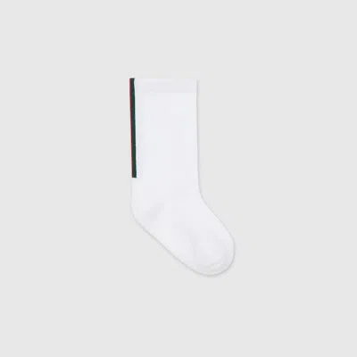 Gucci Kids'  Baby Cotton Blend Socks With Web In White