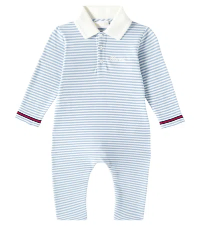 Gucci Baby Cotton Onesie In White/azure/mix