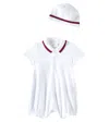 Gucci Baby Cotton Piquet Bodysuit And Beanie Set In Blue