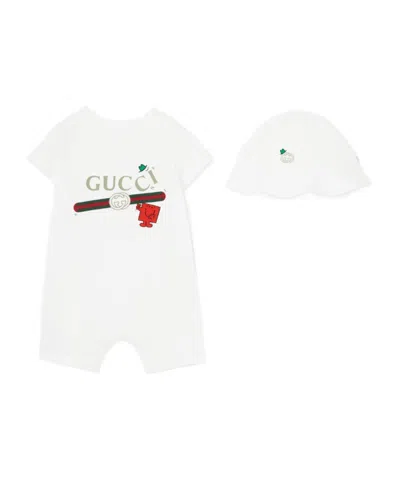Gucci Baby Cotton Two-piece Gift Set With Print In White