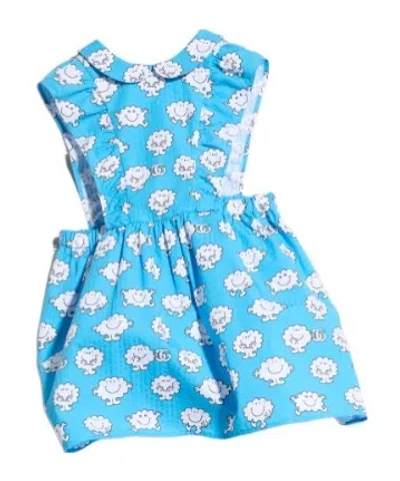 Gucci Baby Crinkle Cotton Dress In Blue