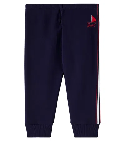 Gucci Baby Embroidered Cotton Jersey Sweatpants In Blue