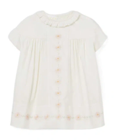 Gucci Baby Embroidered Silk Cotton Dress In White
