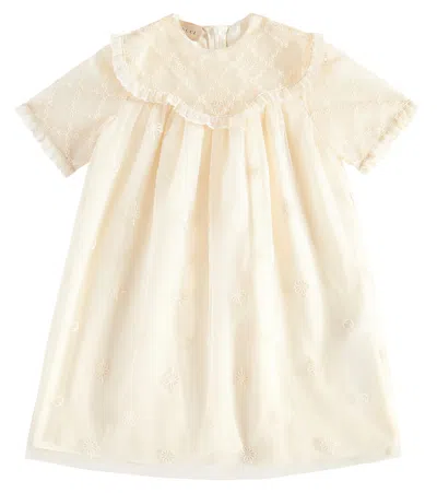 Gucci Baby Embroidered Tulle Dress In White
