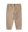 Gucci Baby Gg Canvas Cotton-blend Pants In Camel/ebony