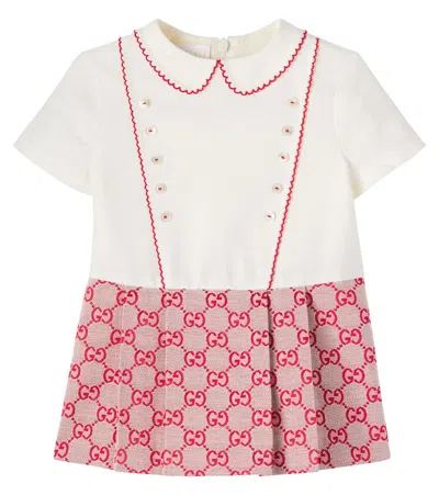 Gucci Baby Gg Canvas Pleated Dress In Red