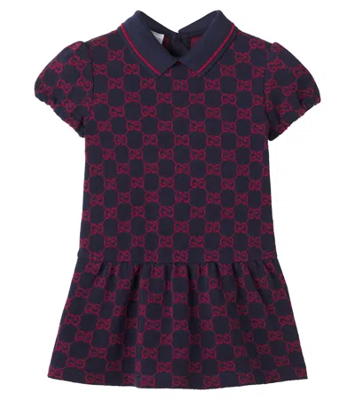 Gucci Kids' Baby Gg Cotton Dress In Blue