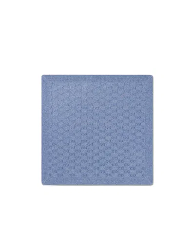 Gucci Kids' Baby Gg Cotton Jacquard Blanket In Blue