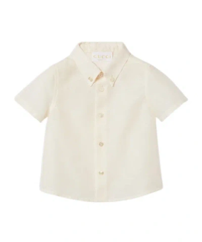 Gucci Baby Gg Cotton Jacquard Shirt In White