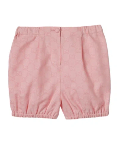 Gucci Baby Gg Cotton Jacquard Shorts In Pink