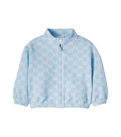 Gucci Kids' Baby Gg Cotton Piqué Jacket In Blue