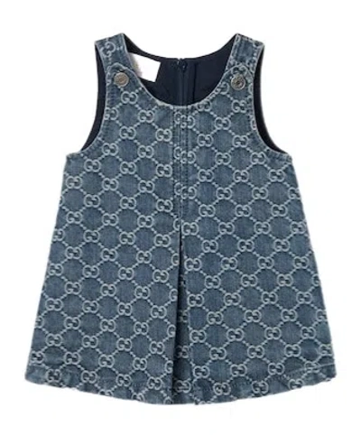 Gucci Baby Gg Denim Dress In Blue