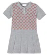 Gucci Baby Gg Embroidered Wool Dress In Gray
