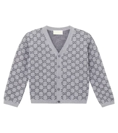 Gucci Baby Gg Wool Cardigan In Gray