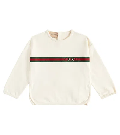 Gucci Baby Horsebit Cotton Jersey Sweatshirt In White
