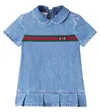 Gucci Baby Horsebit Web Stripe Denim Dress