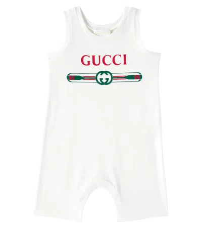 Gucci Baby Logo Cotton Onesie In White