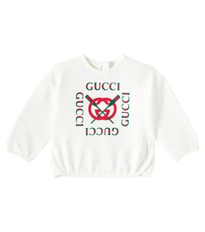 Gucci Baby Logo Cotton Sweatshirt In White