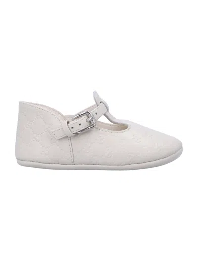 Gucci Kids' Baby Mini Gg Leather Ballet Flat In White