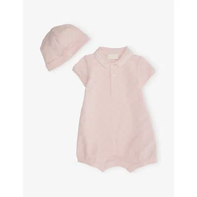 Gucci Baby Pink/mix Branded Two-piece Cotton Set 0-12