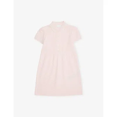 Gucci Kids' Branded-pattern Polo-collar Cotton Dress 4-12 In Brown