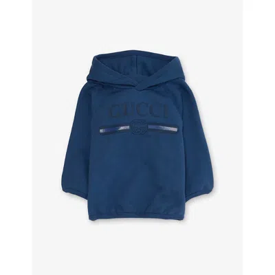 Gucci Kids' Baby Printed Cotton Hoody 12-36 Months Brilliant Petroleum In Blue
