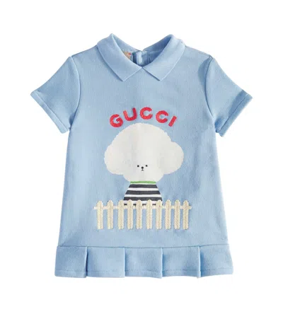 Gucci Baby Bedrucktes Kleid Aus Baumwoll-jersey In Blau