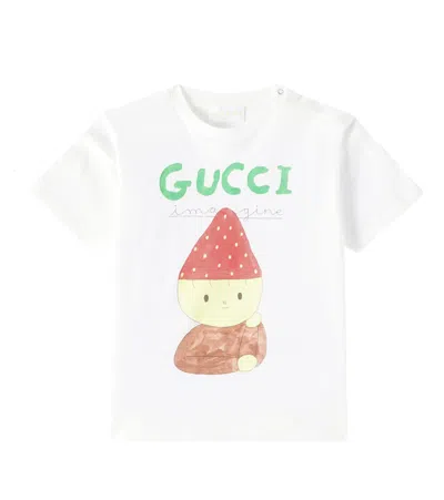 Gucci X Naon Jeong Baby Cotton Jersey T-shirt In New White/mc