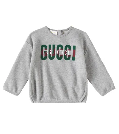 Gucci Baby Printed Cotton Sweater In Grey