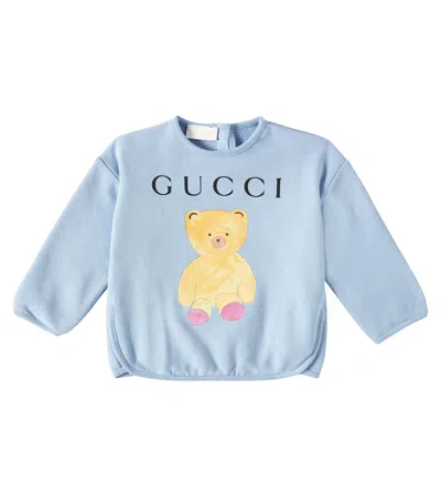 Gucci Baby Printed Cotton Sweatshirt In Blue