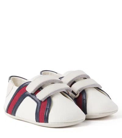 Gucci Baby Suede-trimmed Canvas Sneakers