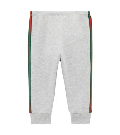 Gucci Baby Web Stripe Cotton Fleece Sweatpants In Gray