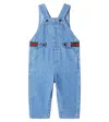 Gucci Baby Web Stripe Denim Overalls