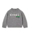 Gucci Baby Wool Sweater With Embroidery In Gray