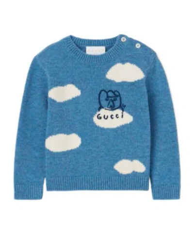 Gucci Baby Wool Sweater With Embroidery In Multi