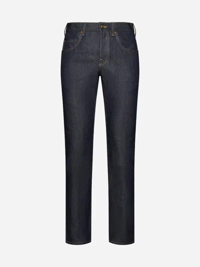 Gucci Back Horsebit Jeans In Dark Blue