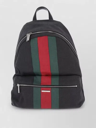 Gucci Backpack Adjustable Straps Front Pocket Handle In Black