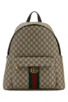 Gucci Printed Canvas Medium Ophidia Backpack In Brown