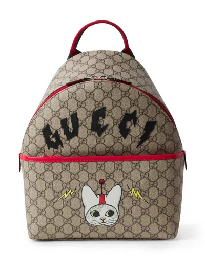 Gucci Kids' Backpack Gg Supreme Print In Brown