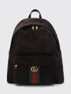 Gucci Men Dark Brown Suede Medium Ophidia Backpack In Brown