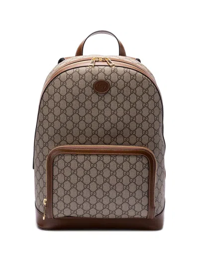 Gucci Backpack With `interlocking G` In Brown
