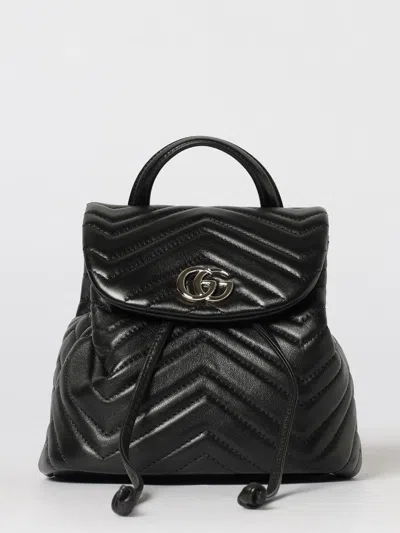 Gucci Gg Marmont Chevron Quilted Nappa Backpack In Black