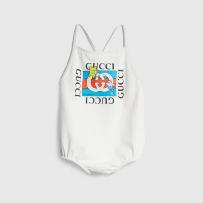 Gucci Babies' Badeanzug Aus Jersey Mit Print In White