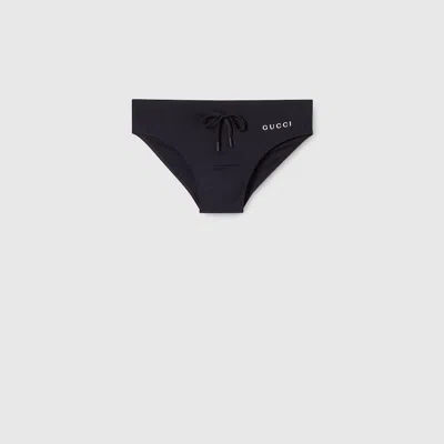 Gucci Elastane Swim Briefs With Print In Black