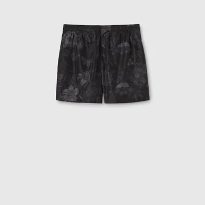 Gucci Badeshorts Aus Nylon Mit Print In Black