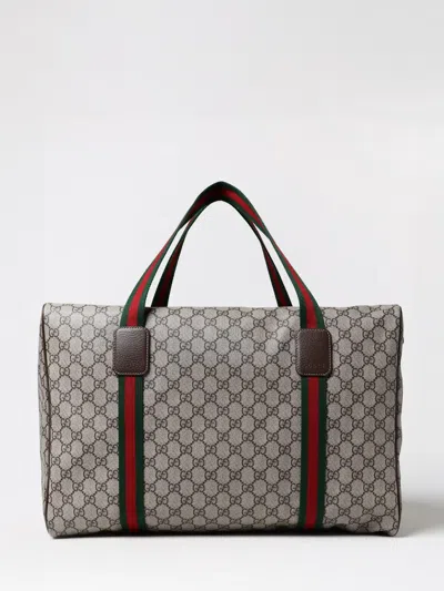 Gucci Gg Supreme Fabric Duffle Bag In Brown
