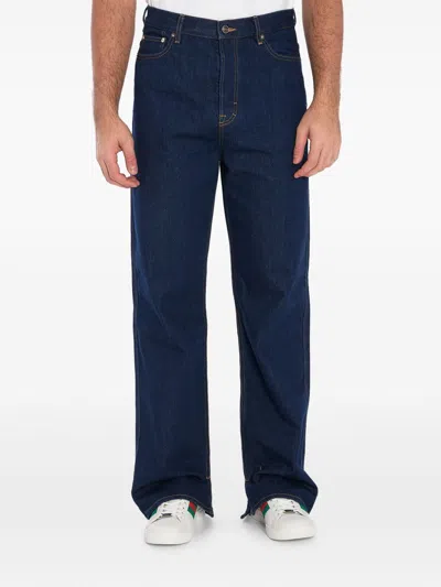 Gucci Baggy Fit Denim Jeans In Blue